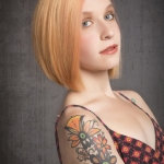 Woman Orange Hair Cut