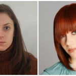 Red Color Straight Hair Before and After