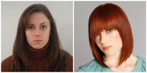 Red Color Straight Hair Before and After