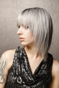 Gray Straight Hair Color Styled