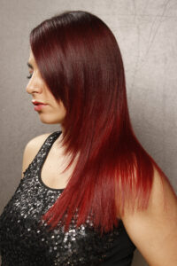 Red Straight Hair Color Styled