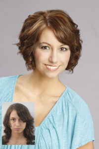 Brown Hair Curly Short Styled Before and After